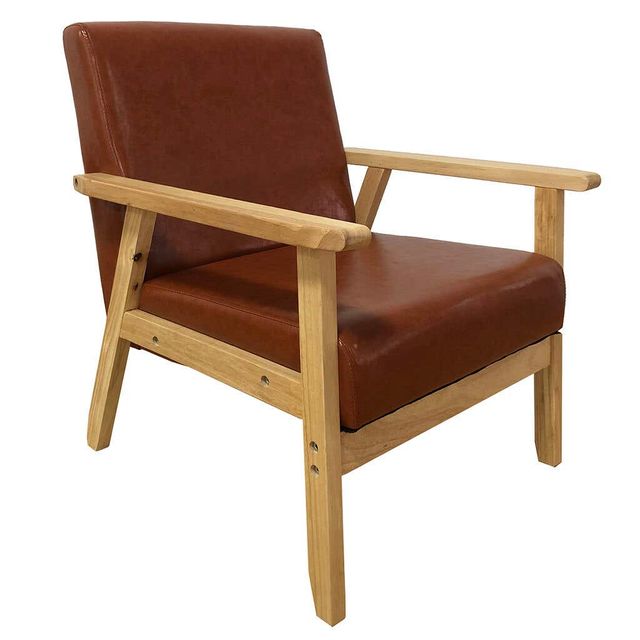 Occasional Chair Gloss Brown Faux Leather