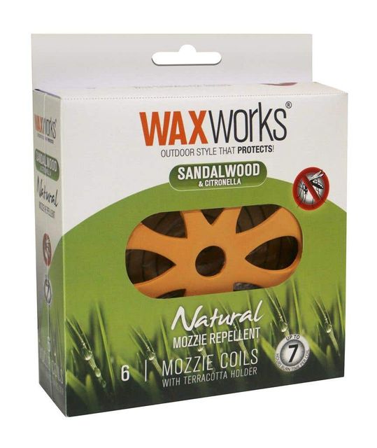 Waxworks Citronella Coil & Terracotta Holder with 6 Coils