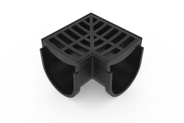 Reln Storm Corner Drain Black 90 Degrees
