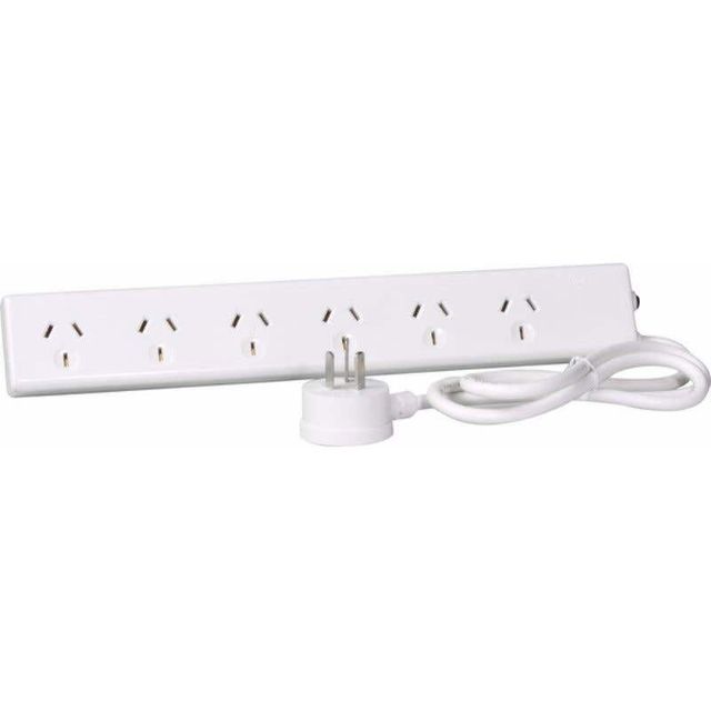 HPM 6 Outlet Powerboard White