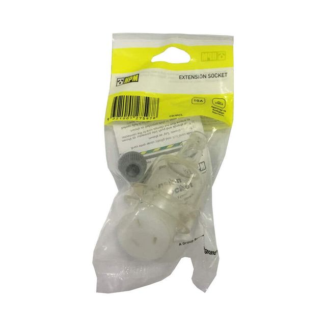 HPM Electrical Extension Cord Socket End Clear 10AMP