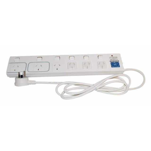 HPM Surge Powerboard White 6 Outlet
