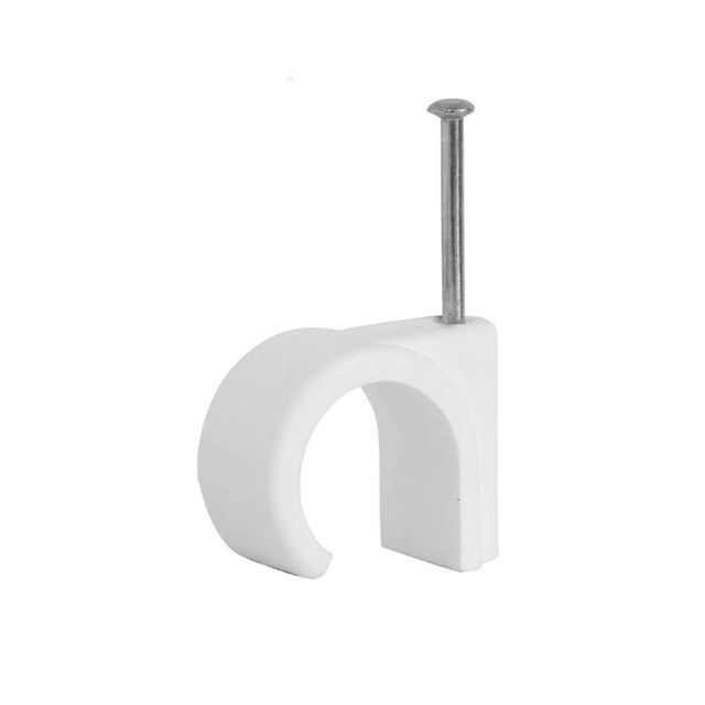 HPM Electrical Cable Clip Hook 8-10mm White - 20 Pack