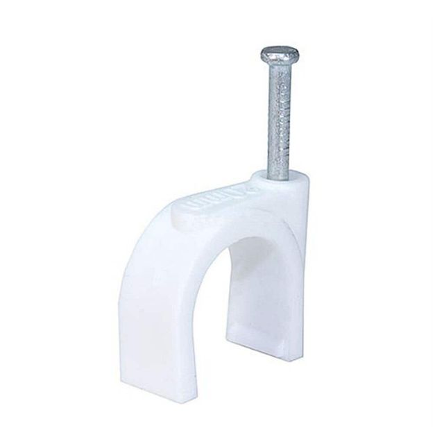HPM Electrical Cable Clip Round 10mm White - 20 Pack