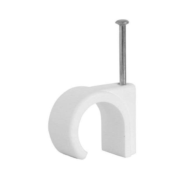 HPM 8-10mm Hook Cable Clips White - 100 Pack