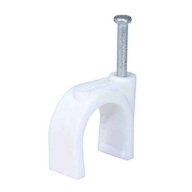 HPM 10mm Round Cable Clips White - 100 Pack
