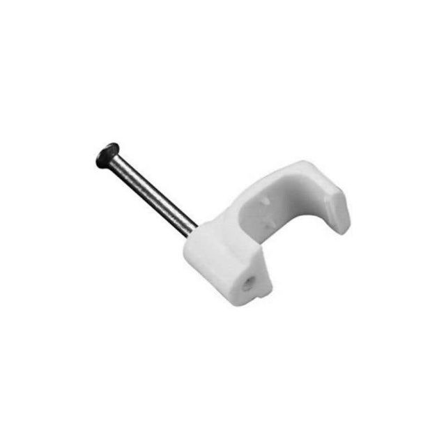 HPM 15mm Flat Cable Clips White - 100 Pack