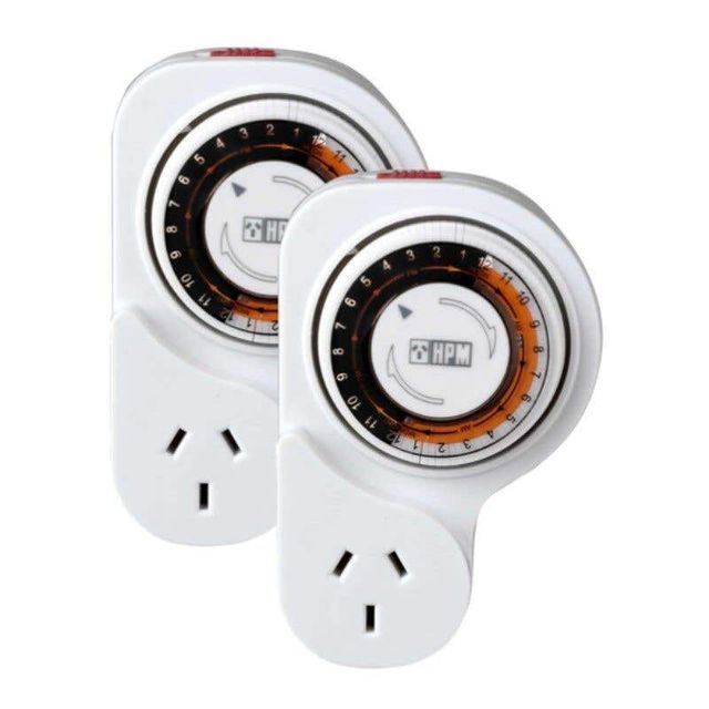 HPM 24hr Analog Timer With Offset Double Pole - 2 Pack