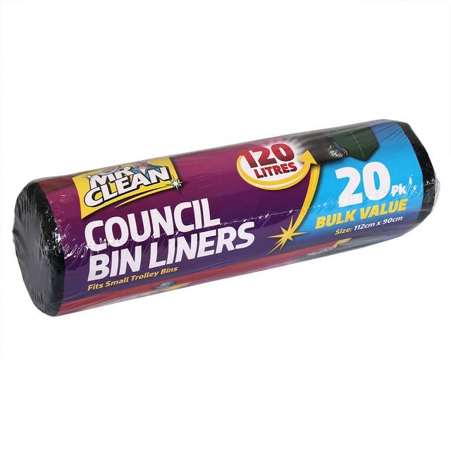 Mr Clean Council Bin Liners 120L - 20 Pack