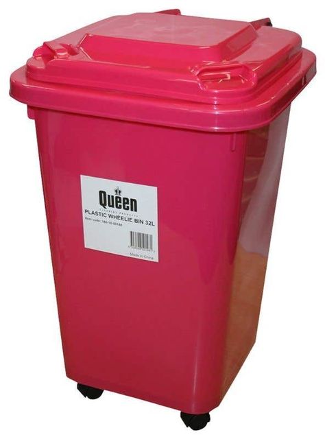 Queen Wheelie Bin Plastic Pink 32 Litre