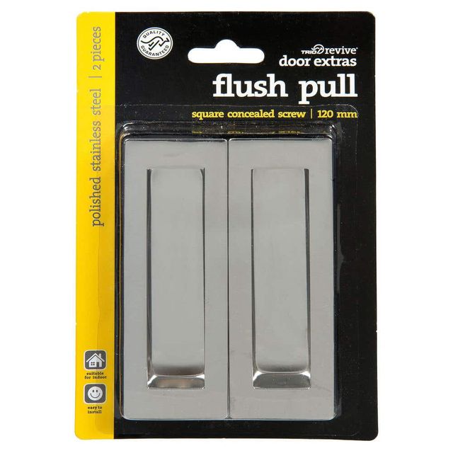 Trio Door Flush Pull Polished Stainless Steal 120mm