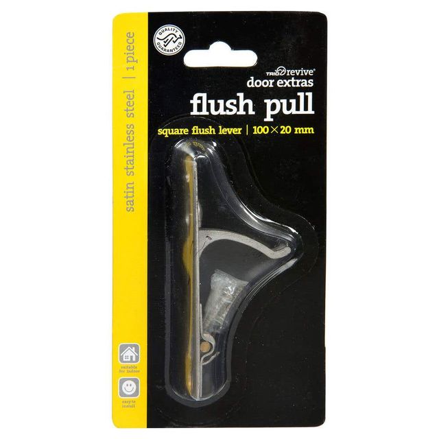 Trio Square Flush Pull Lever Satin Stainless Steel 100 x 20mm
