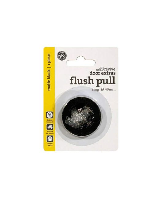 Trio Round Flush Pull Matt Black 40mm