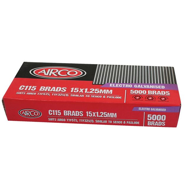 Airco C100 Series Brad Nails - 15 X 1.2mm - 5,000 Box