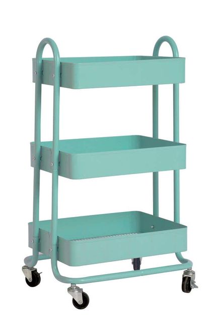 3 Tier Utility Trolley With Handles Turquoise
