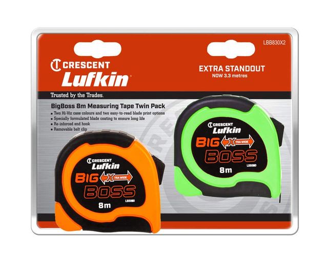 Crescent Lufkin Big Boss Tape Measure 8m x 30mm - 2 Pack