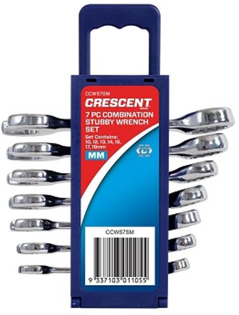 Crescent 7 Piece Combination Stubby Spanner / Wrench Set Metric - CCWS7SM