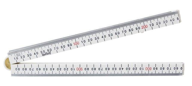Crescent Lufkin 4 Fold Bevelled Edge Folding Ruler White 1M