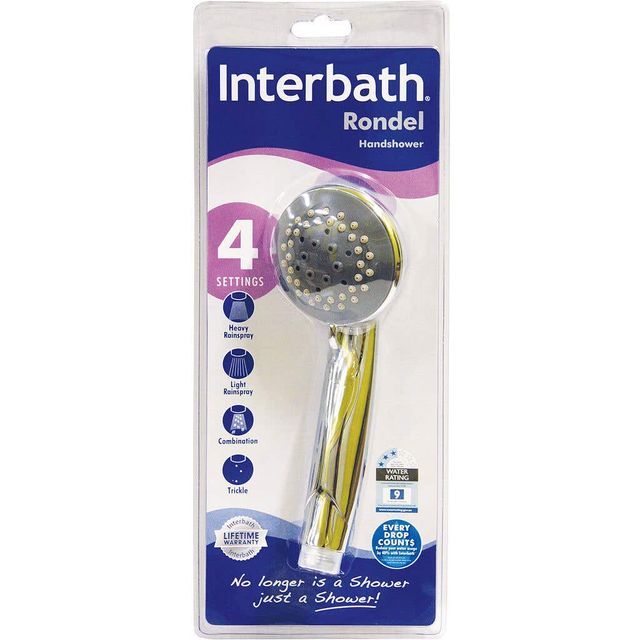 Interbath Rondel Handshower 4 Function Chrome 85mm