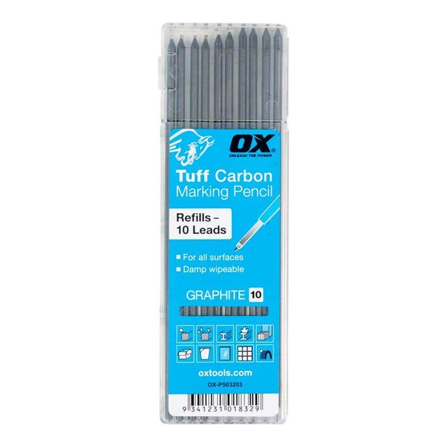 OX Tuff Carbon Marking Pencil Graphite Lead Refill - 10 Piece