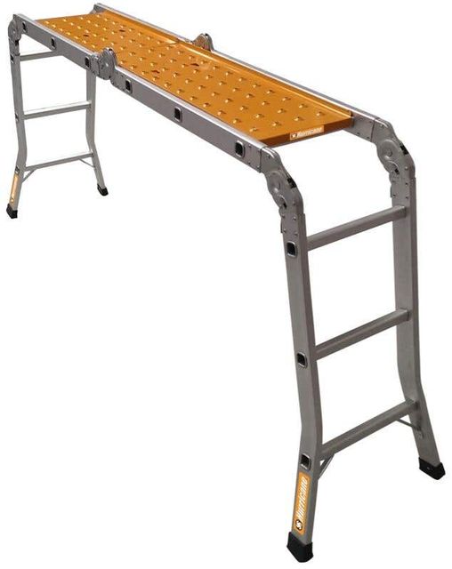 Hurricane 3.7m Multifold Ladder with Plank 120kg Industrial