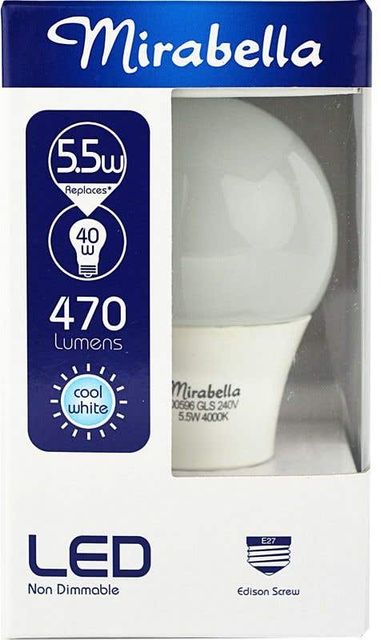 Mirabella LED Globe GLS ES 5.5w Cool White