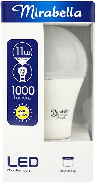 Mirabella LED Globe GLS BC 11w Warm White