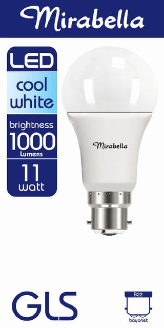 Mirabella LED Globe GLS 11w BC Cool White Pearl