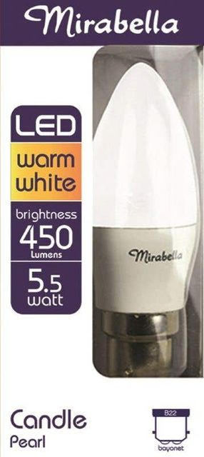 Mirabella LED Candle Globe 5.5W BC Warm White