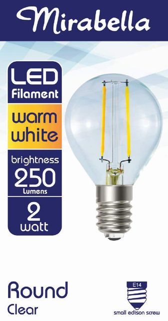 Mirabella LED Filament Globe 2W SES Warm White