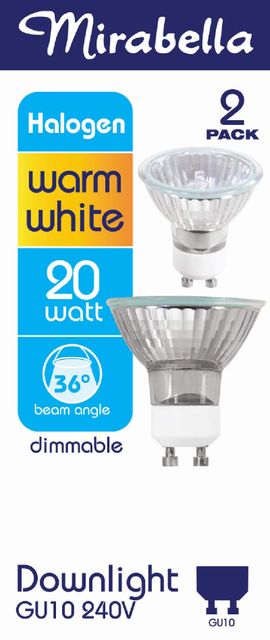 Mirabella Day Light Gu10 Halogen 240v 20w W/w 38d Pack of 2