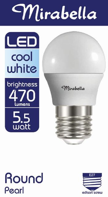 Mirabella LED Fancy Round Globe 5.5W ES Cool White