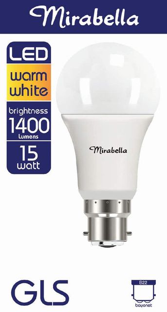 Mirabella LED GLS Globe 15W BC Warm White