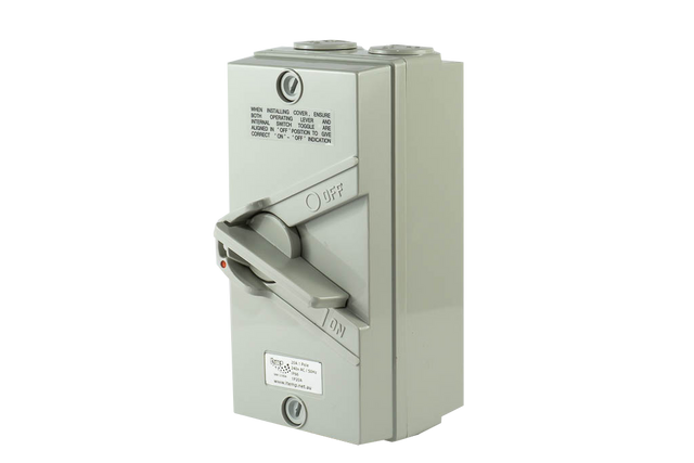 Weatherproof Isolator Double pole 440V 20A IP65