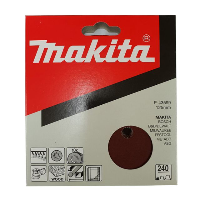 Makita Orbital Paper 125mm 240G Timber - 10 Pack